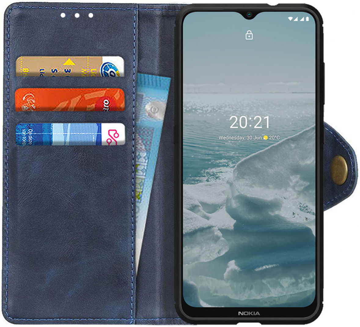 Nokia 6.3 / G10 / G20 Hoesje Portemonnee Kunstleer Book Case Blauw afbeelding 1
