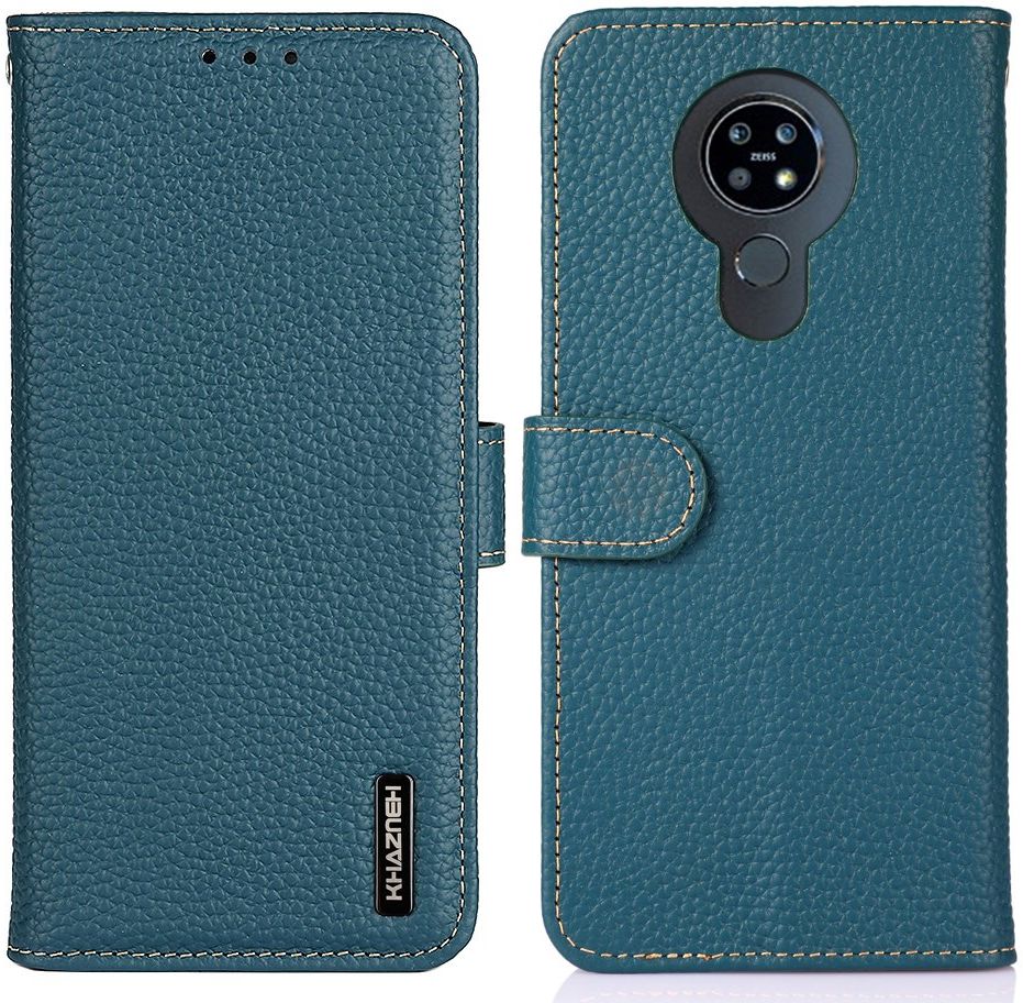Nokia 6.3 / G10 / G20 Hoesje Portemonnee Book Case Echt Leer Groen afbeelding 4