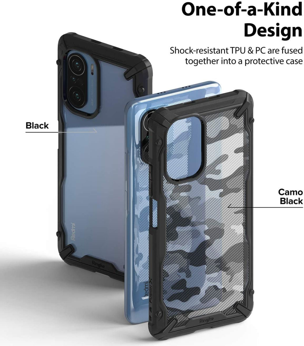 Ringke Fusion X Xiaomi Poco F3 / Mi 11i Hoesje Back Cover Camo Zwart afbeelding 3