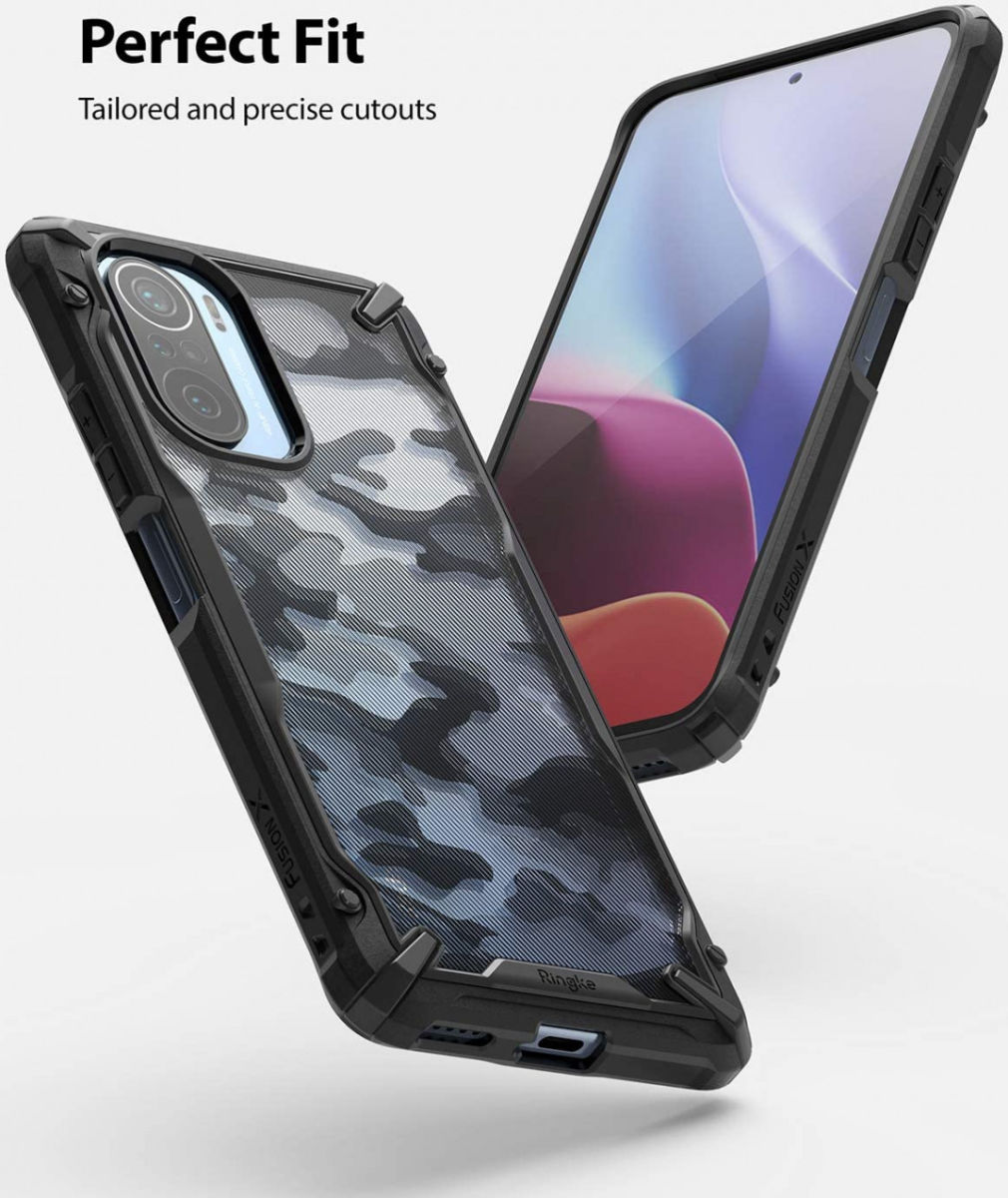 Ringke Fusion X Xiaomi Poco F3 / Mi 11i Hoesje Back Cover Camo Zwart afbeelding 4