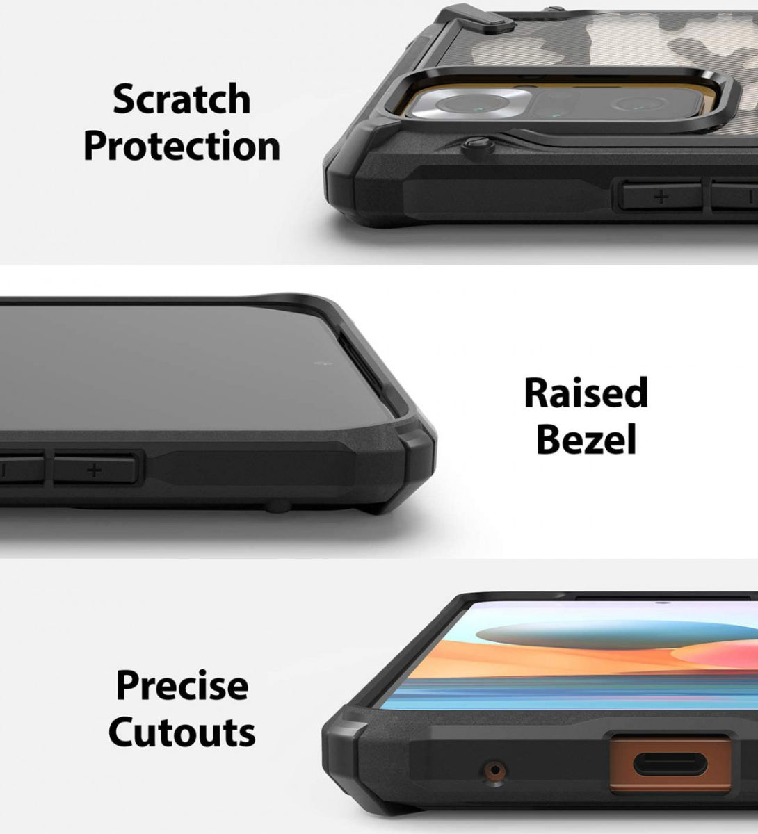 Ringke Fusion X Xiaomi Redmi Note 10 Pro Hoesje Camo Zwart afbeelding 4