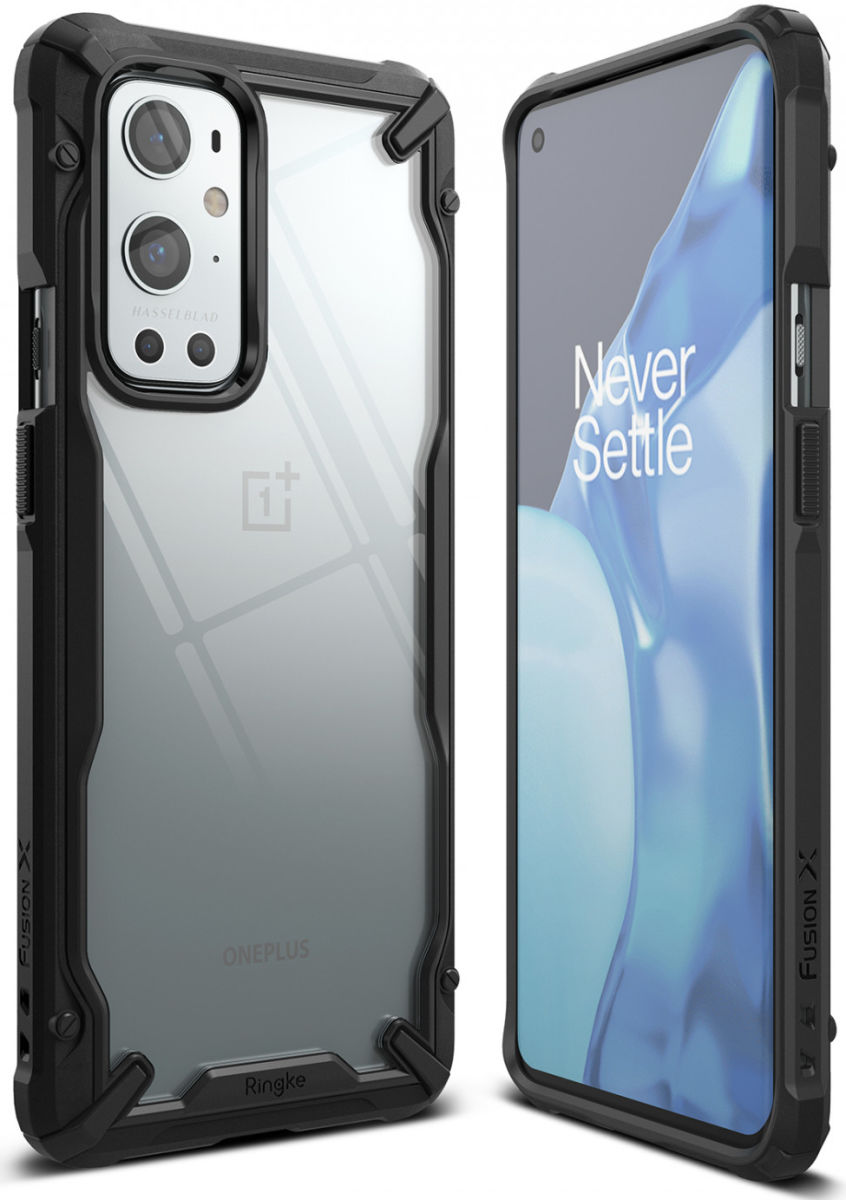 Ringke Fusion X OnePlus 9 Pro Hoesje Back Cover Transparant Zwart afbeelding 1