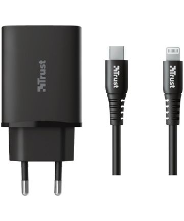 Trust iPhone Snellader 18W PD met USB-C naar Lightning Kabel 1M Zwart Opladers
