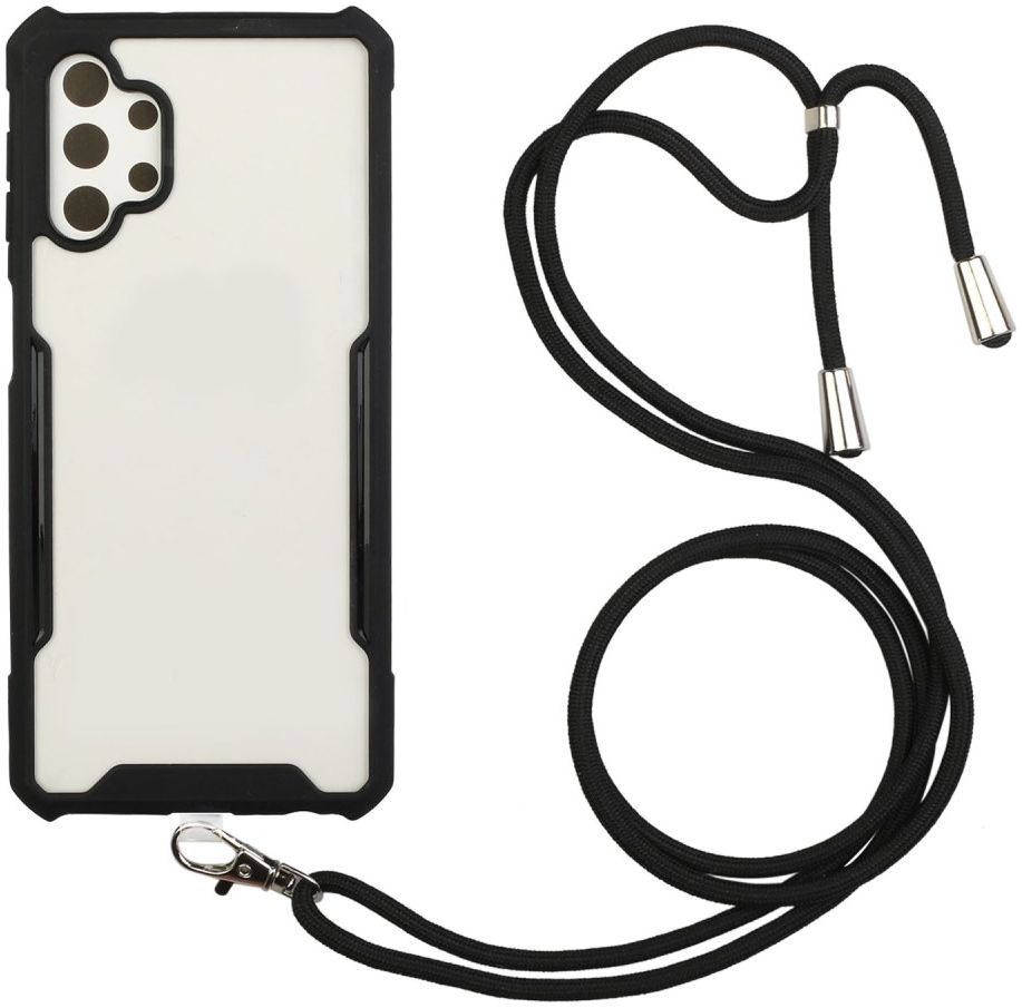 Samsung Galaxy A32 5G Hoesje met Koord Back Cover Keycord Zwart afbeelding 1
