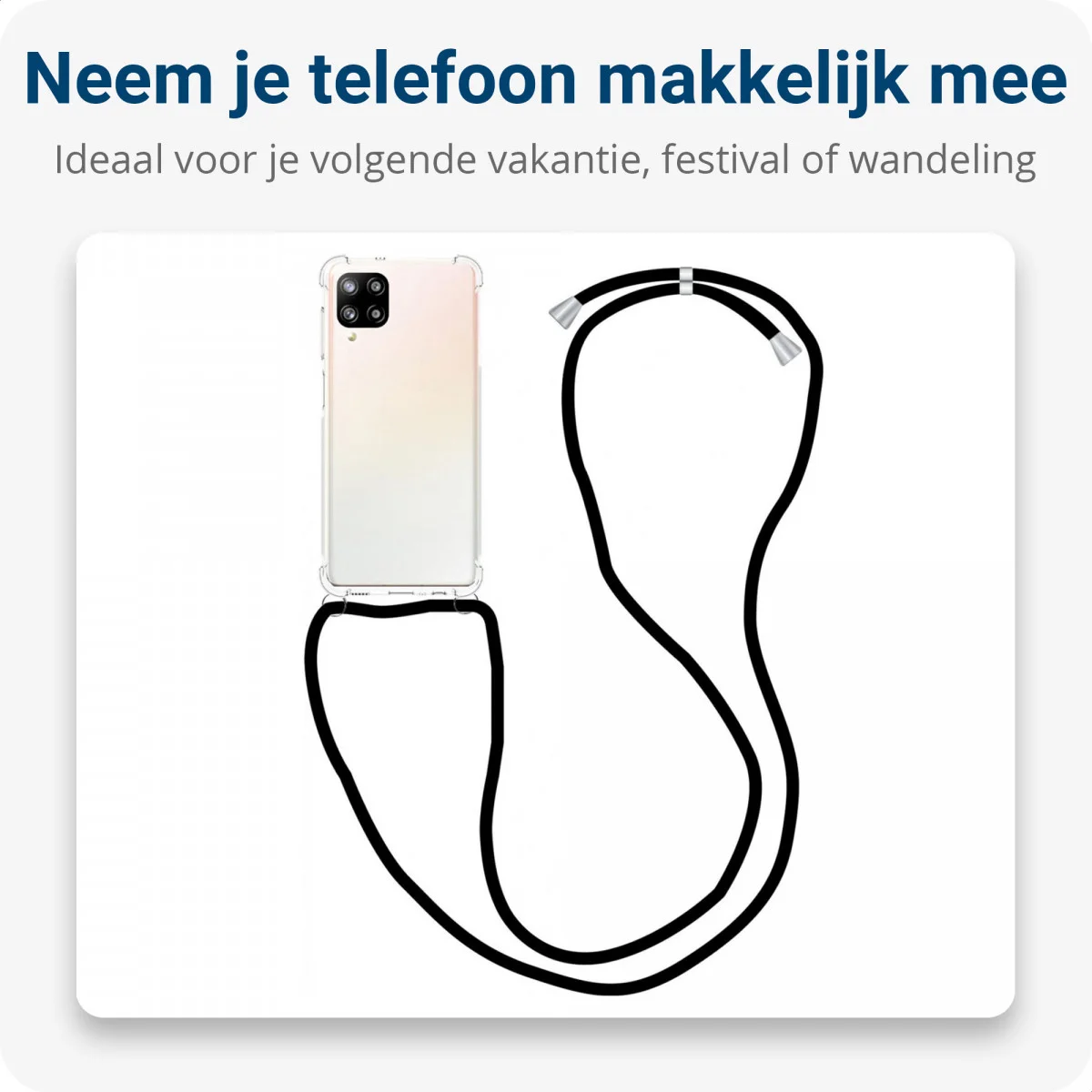 Samsung Galaxy A12 Hoesje met Koord Shockproof TPU Transparant afbeelding 3