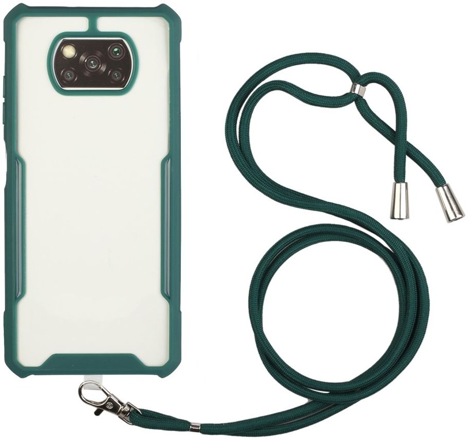Xiaomi Poco X3 / X3 Pro Hoesje met Koord Back Cover Keycord Groen afbeelding 1