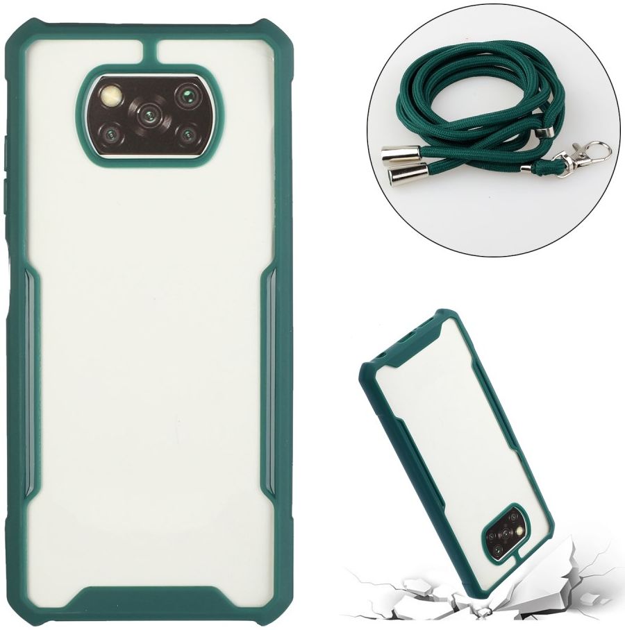 Xiaomi Poco X3 / X3 Pro Hoesje met Koord Back Cover Keycord Groen afbeelding 2
