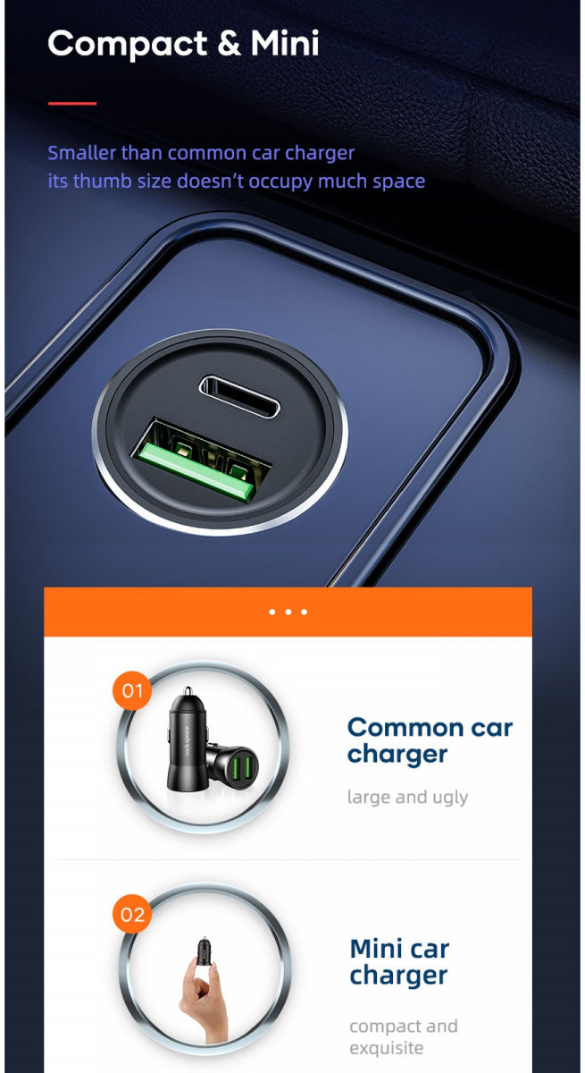 ROCK Universele USB / USB-C PD 20W Fast Charge Autolader Zwart afbeelding 8