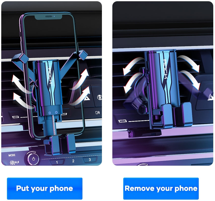 ROCK Gravity Verstelbare Ventilatierooster Telefoonhouder Smartphone afbeelding 9