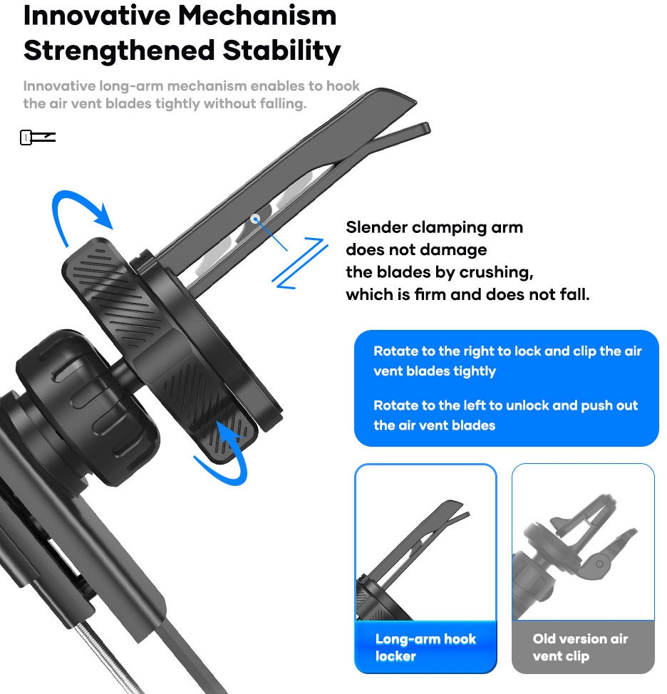 ROCK Gravity Verstelbare Ventilatierooster Telefoonhouder Smartphone afbeelding 4