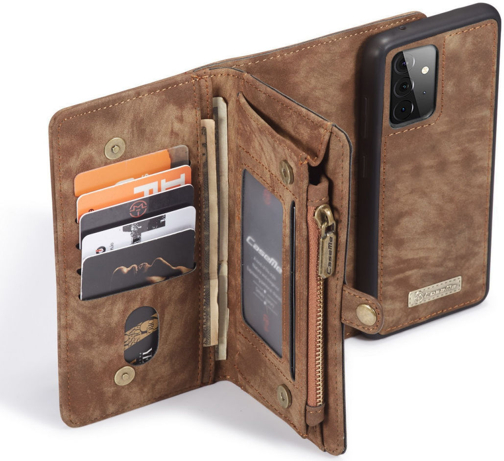 CaseMe 2-in-1 Samsung Galaxy A72 Hoesje Book Case en Back Cover Bruin afbeelding 1