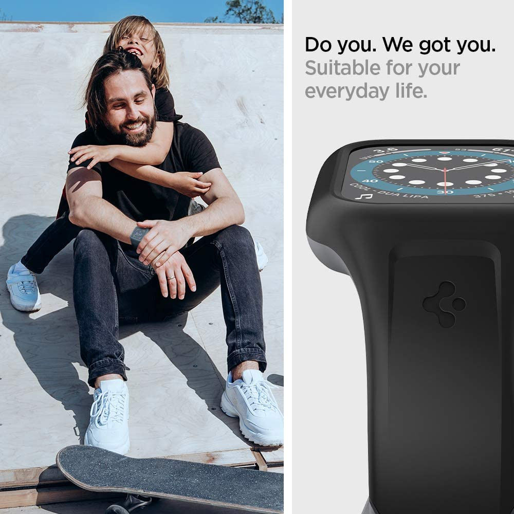 Spigen Liquid Air Pro Apple Watch 44MM Hoesje met Band Siliconen Zwart afbeelding 6