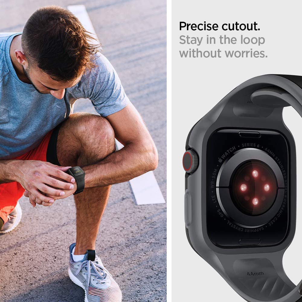 Spigen Liquid Air Pro Apple Watch 44MM Hoesje met Band Siliconen Zwart afbeelding 7