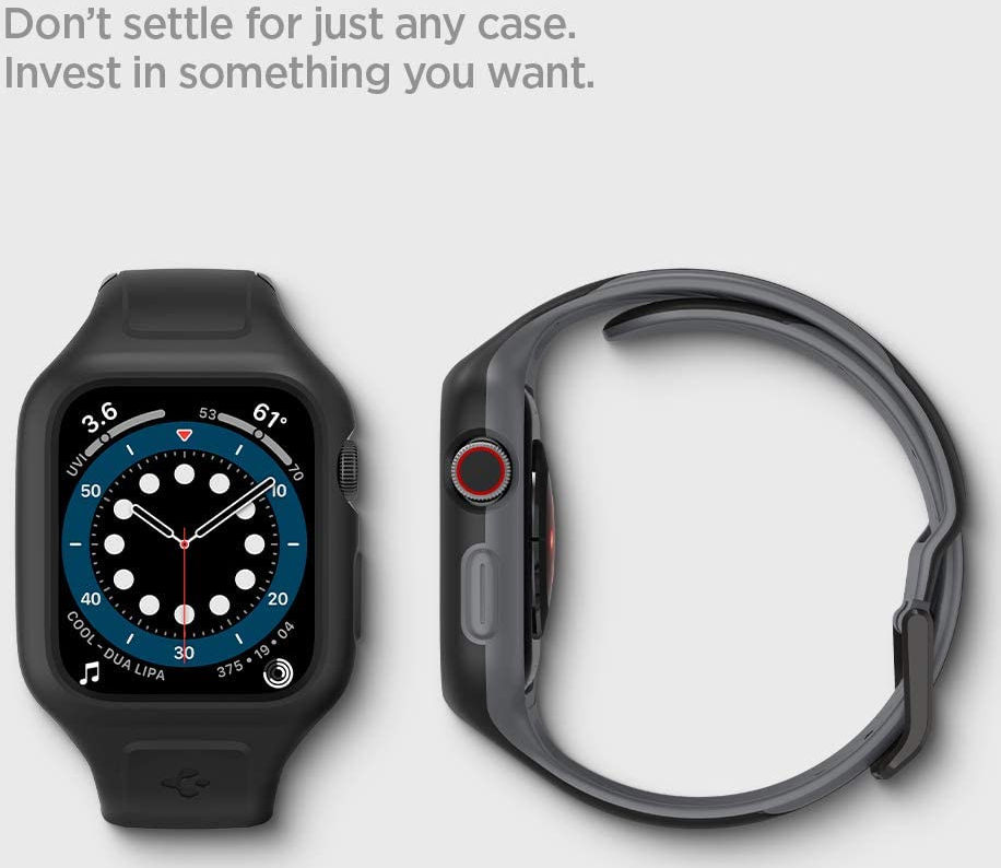 Spigen Liquid Air Pro Apple Watch 44MM Hoesje met Band Siliconen Zwart afbeelding 10