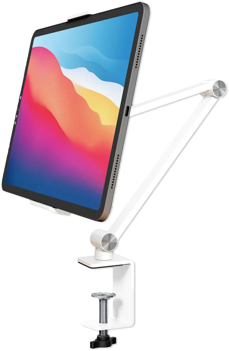 4smarts Bureauhouder Smartphone/Tablet/iPad met Verstelbare Klem Wit afbeelding 1
