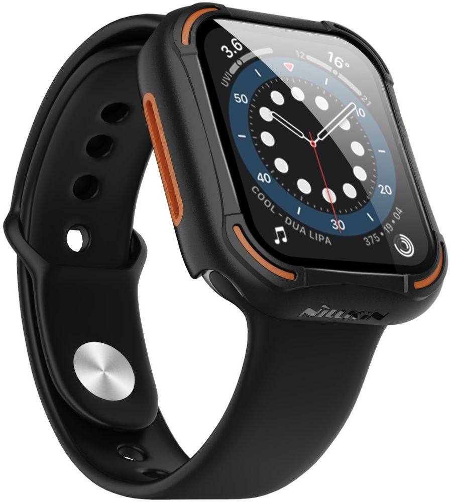 Nillkin Apple Watch 44MM Hoesje Bumper met Tempered Glass Zwart afbeelding 2