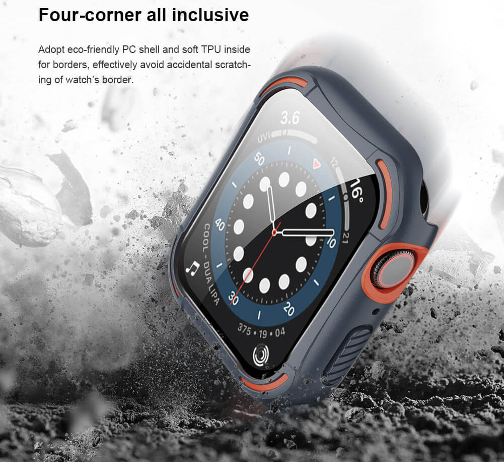 Nillkin Apple Watch 44MM Hoesje Bumper met Tempered Glass Groen afbeelding 11