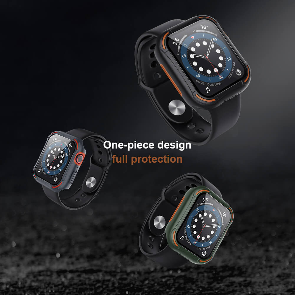 Nillkin Apple Watch 44MM Hoesje Bumper met Tempered Glass Groen afbeelding 12