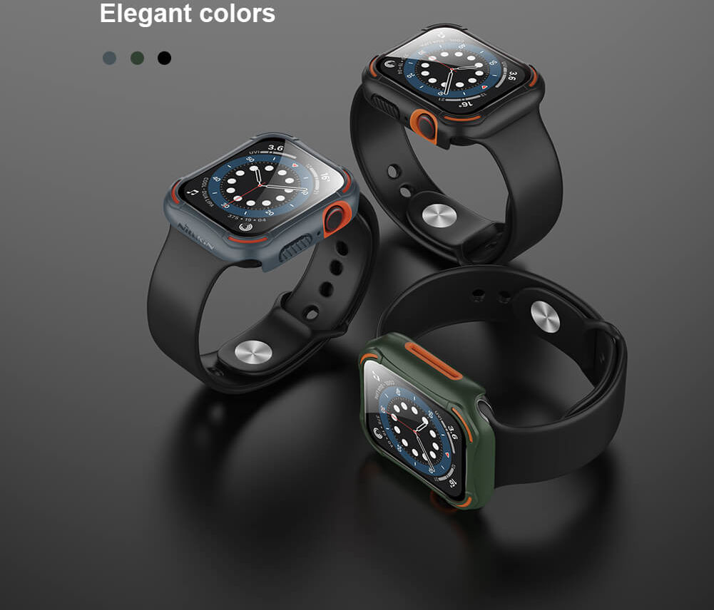 Nillkin Apple Watch 44MM Hoesje Bumper met Tempered Glass Groen afbeelding 13