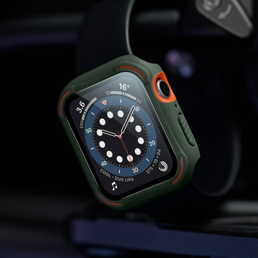 Nillkin Apple Watch 44MM Hoesje Bumper met Tempered Glass Groen afbeelding 2