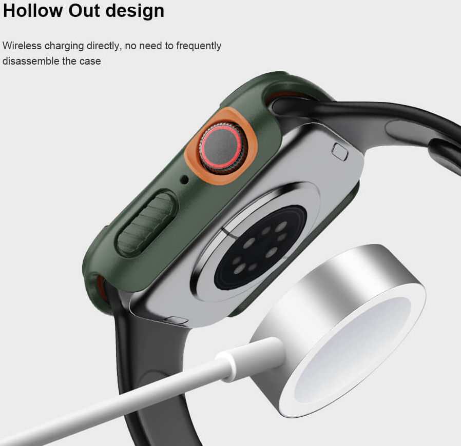 Nillkin Apple Watch 44MM Hoesje Bumper met Tempered Glass Groen afbeelding 4