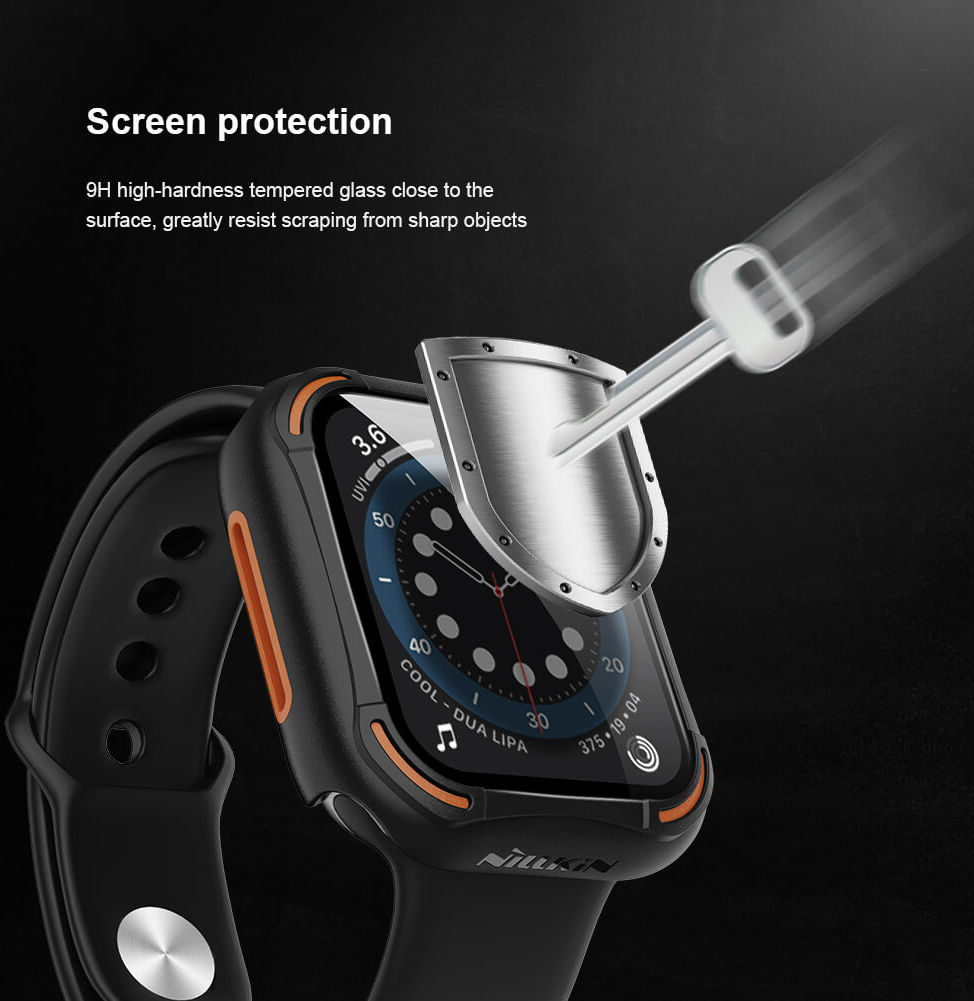 Nillkin Apple Watch 44MM Hoesje Bumper met Tempered Glass Groen afbeelding 6