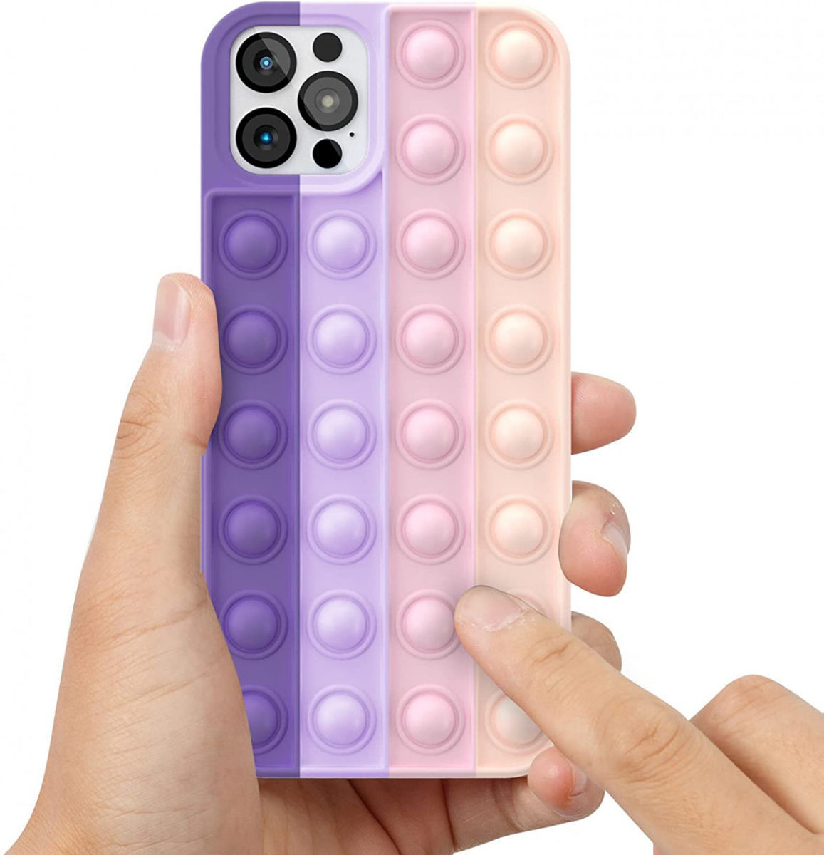 Apple iPhone 11 Hoesje Pop It Fidget Toy Siliconen Back Cover Paars afbeelding 2