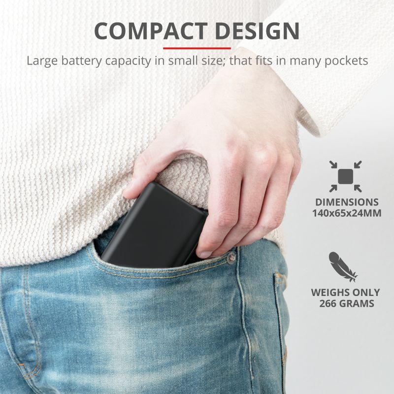Trust Pacto Pocket-Size Powerbank met Fast Charge 20.000 mAh Zwart afbeelding 9