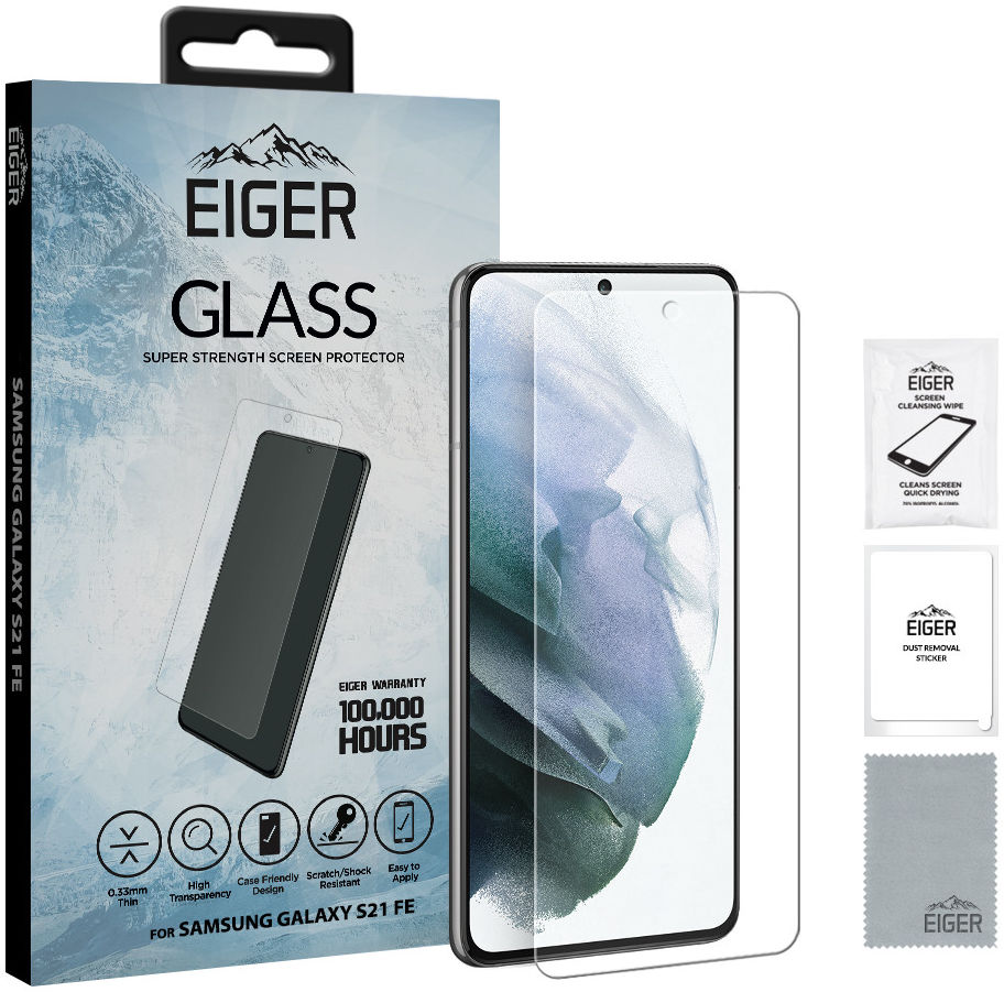 Eiger Samsung Galaxy S21 FE Tempered Glass Case Friendly Plat afbeelding 5