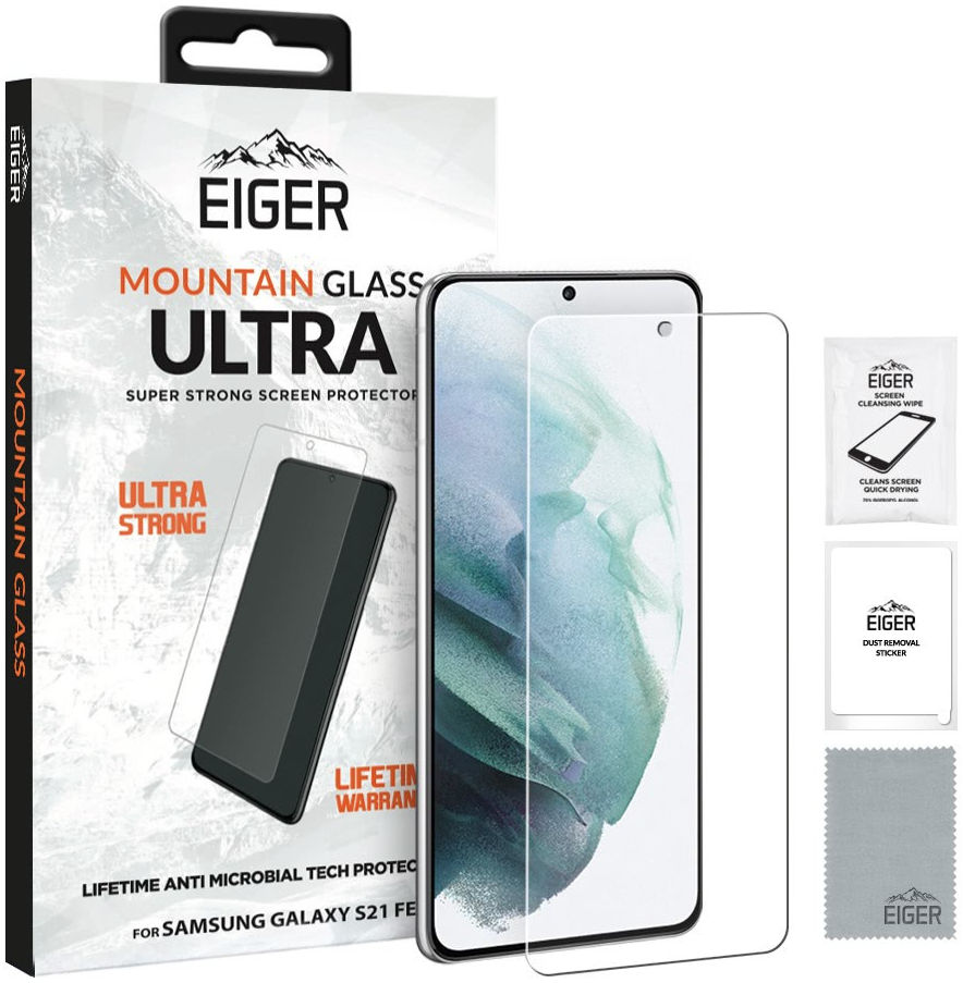 Eiger Ultra Samsung Galaxy S21 FE Tempered Glass Antibacterieel Plat afbeelding 5