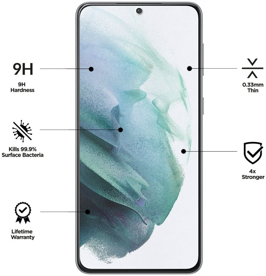 Eiger Ultra Samsung Galaxy S21 FE Tempered Glass Antibacterieel Plat afbeelding 3