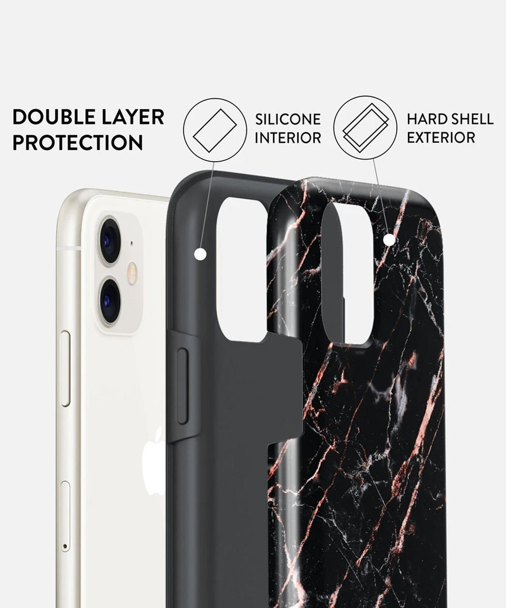 Burga Tough Case Apple iPhone 11 Hoesje Rose Gold Marble Print afbeelding 3
