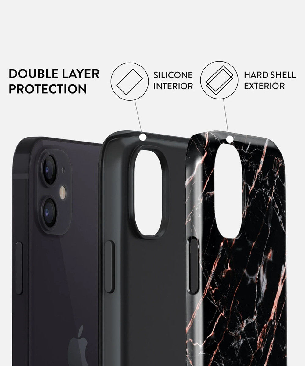 Burga Tough Case iPhone 12 Mini Hoesje Rose Gold Marble Print afbeelding 3