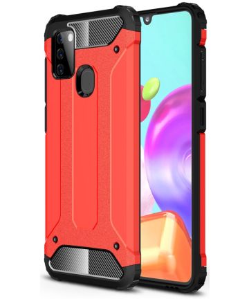 Samsung Galaxy A21s Hoesje Shock Proof Hybride Back Cover Rood Hoesjes