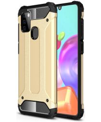 Samsung Galaxy A21s Hoesje Shock Proof Hybride Back Cover Goud