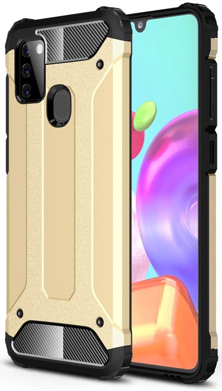 Samsung Galaxy A21s Hoesje Shock Proof Hybride Back Cover Goud afbeelding 1