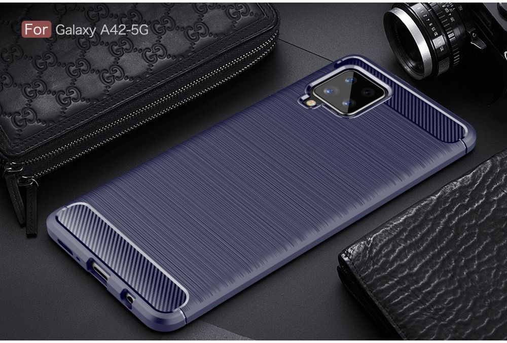 Samsung Galaxy A42 Hoesje Geborsteld TPU Flexibele Back Cover Blauw afbeelding 4