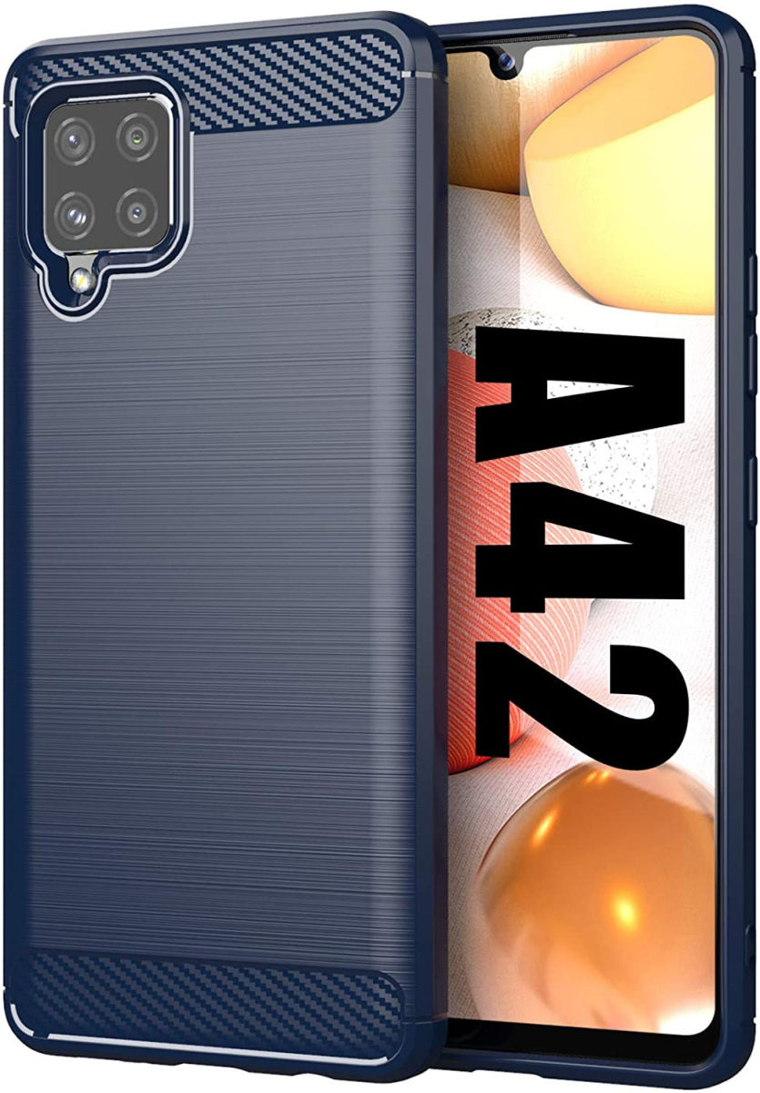 Samsung Galaxy A42 Hoesje Geborsteld TPU Flexibele Back Cover Blauw afbeelding 1