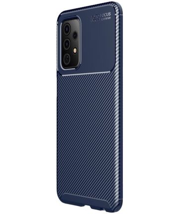 Samsung Galaxy A52 / A52S Hoesje Siliconen Carbon TPU Back Cover Blauw Hoesjes