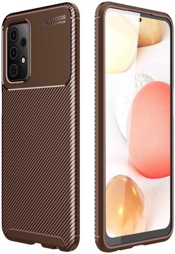 Samsung Galaxy A52 / A52S Hoesje Siliconen Carbon TPU Back Cover Bruin afbeelding 5