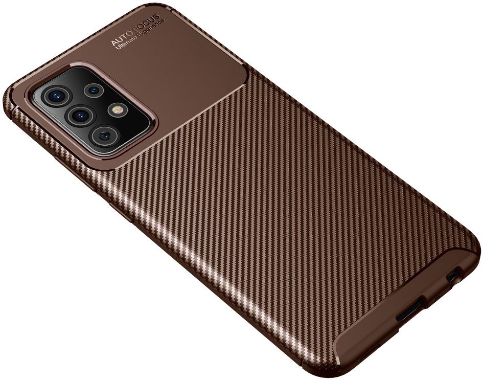 Samsung Galaxy A52 / A52S Hoesje Siliconen Carbon TPU Back Cover Bruin afbeelding 6