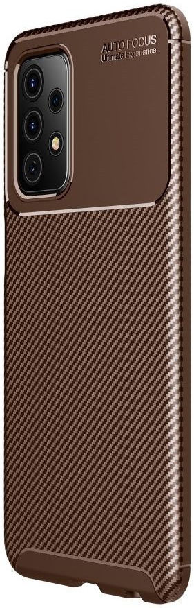 Samsung Galaxy A52 / A52S Hoesje Siliconen Carbon TPU Back Cover Bruin afbeelding 1