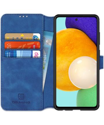 DG Ming Samsung Galaxy A52 / A52S Hoesje Retro Wallet Book Case Blauw Hoesjes