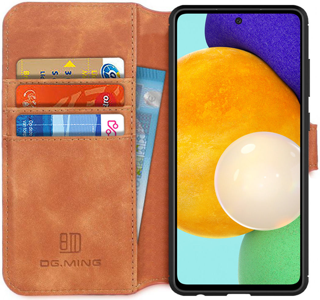DG Ming Samsung Galaxy A52 / A52S Hoesje Retro Wallet Book Case Bruin afbeelding 1