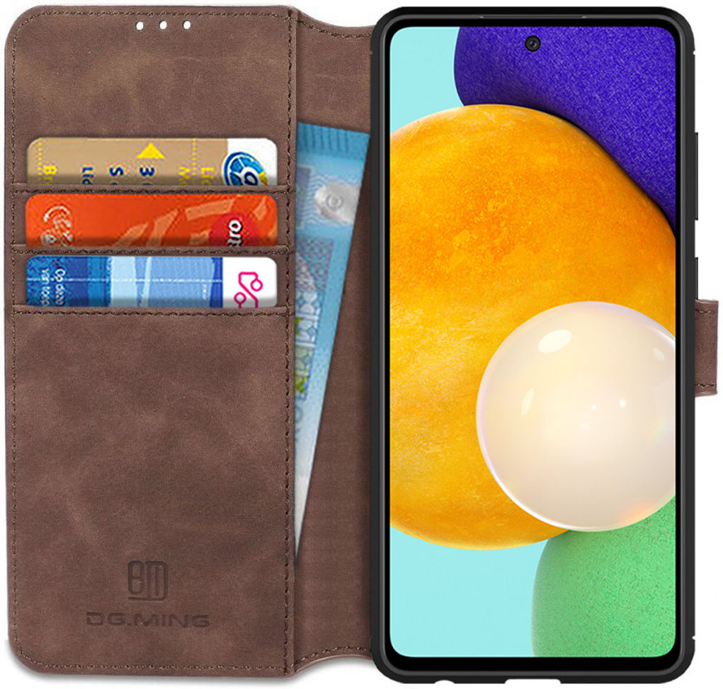 DG Ming Samsung Galaxy A52 / A52S Hoesje Retro Wallet Book Case Coffee afbeelding 1