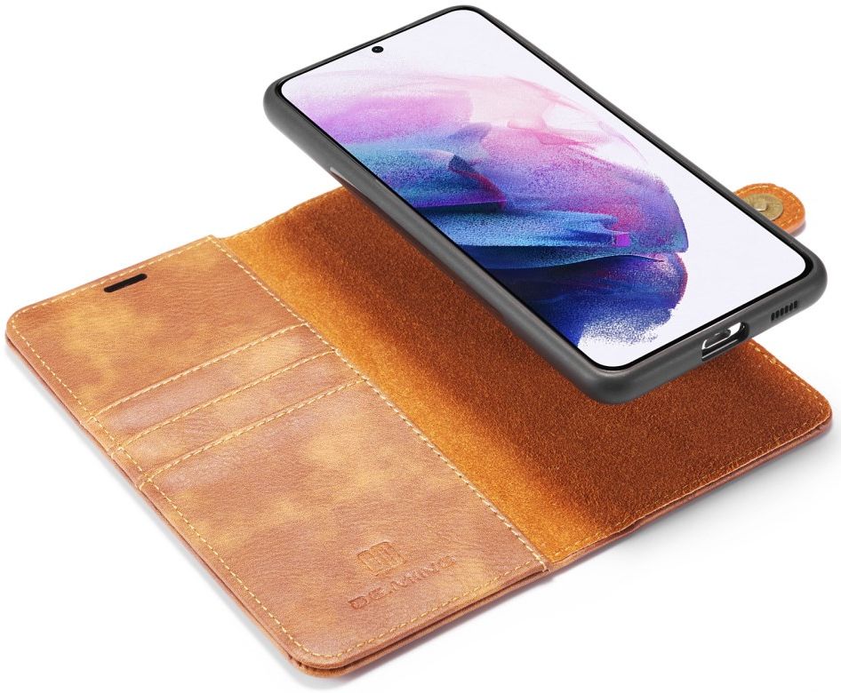 DG Ming Samsung Galaxy S21 Hoesje 2-in-1 Book Case en Back Cover Bruin afbeelding 1