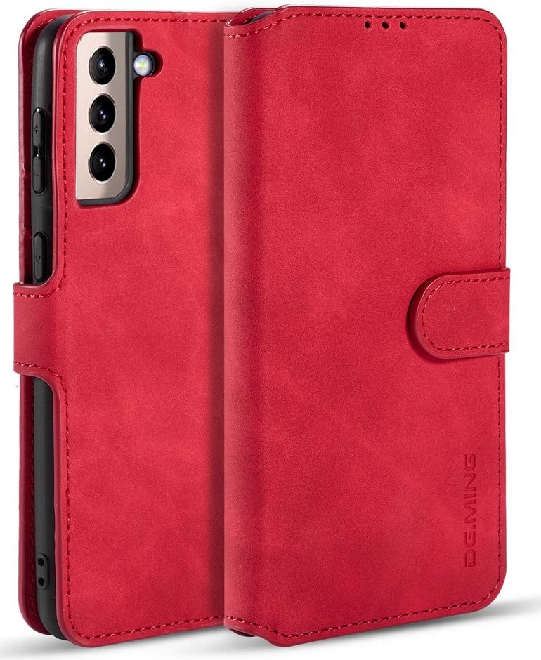 DG Ming Samsung Galaxy S21 Hoesje Retro Wallet Book Case Rood afbeelding 2