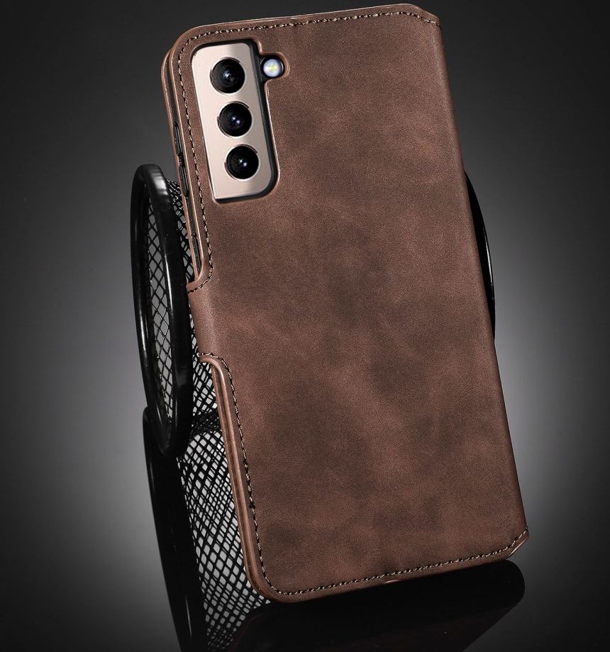 DG Ming Samsung Galaxy S21 Hoesje Retro Wallet Book Case Coffee afbeelding 9