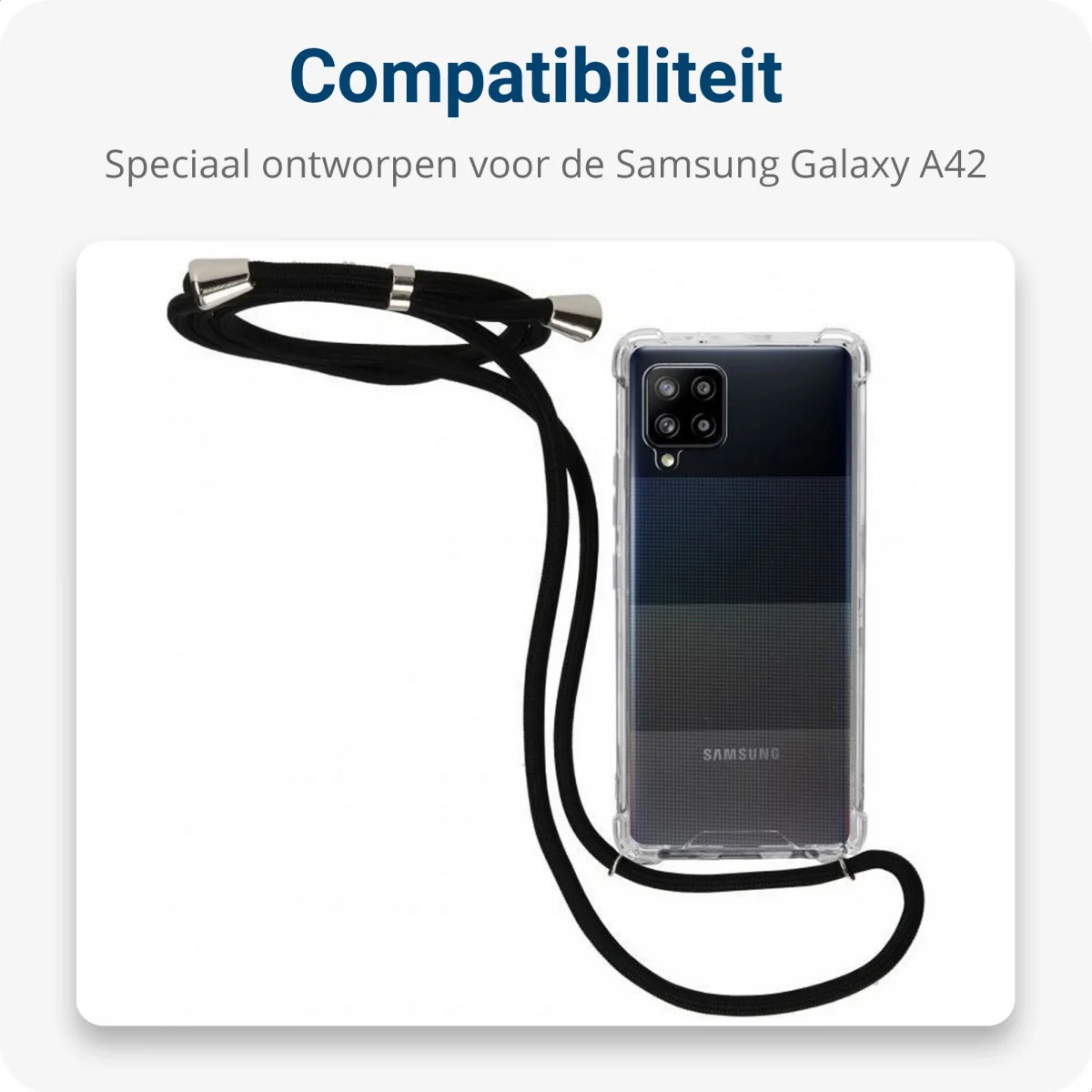 Samsung Galaxy A42 Hoesje met Koord Shockproof TPU Transparant afbeelding 4