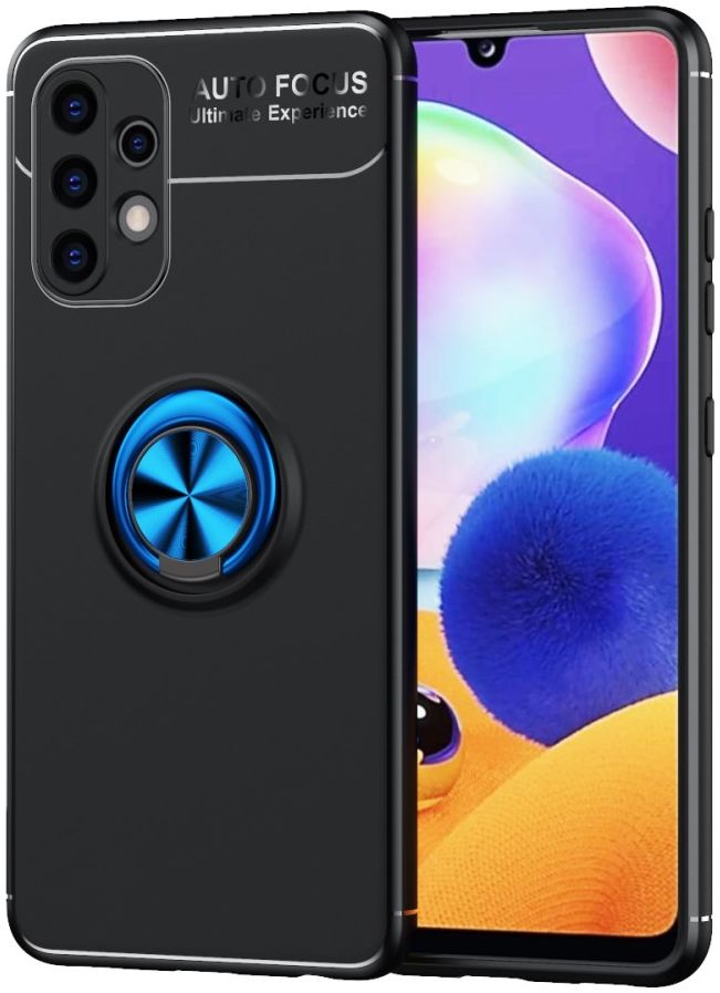 Samsung Galaxy A32 4G Hoesje Metalen Magnetische Ring Kickstand Blauw afbeelding 1